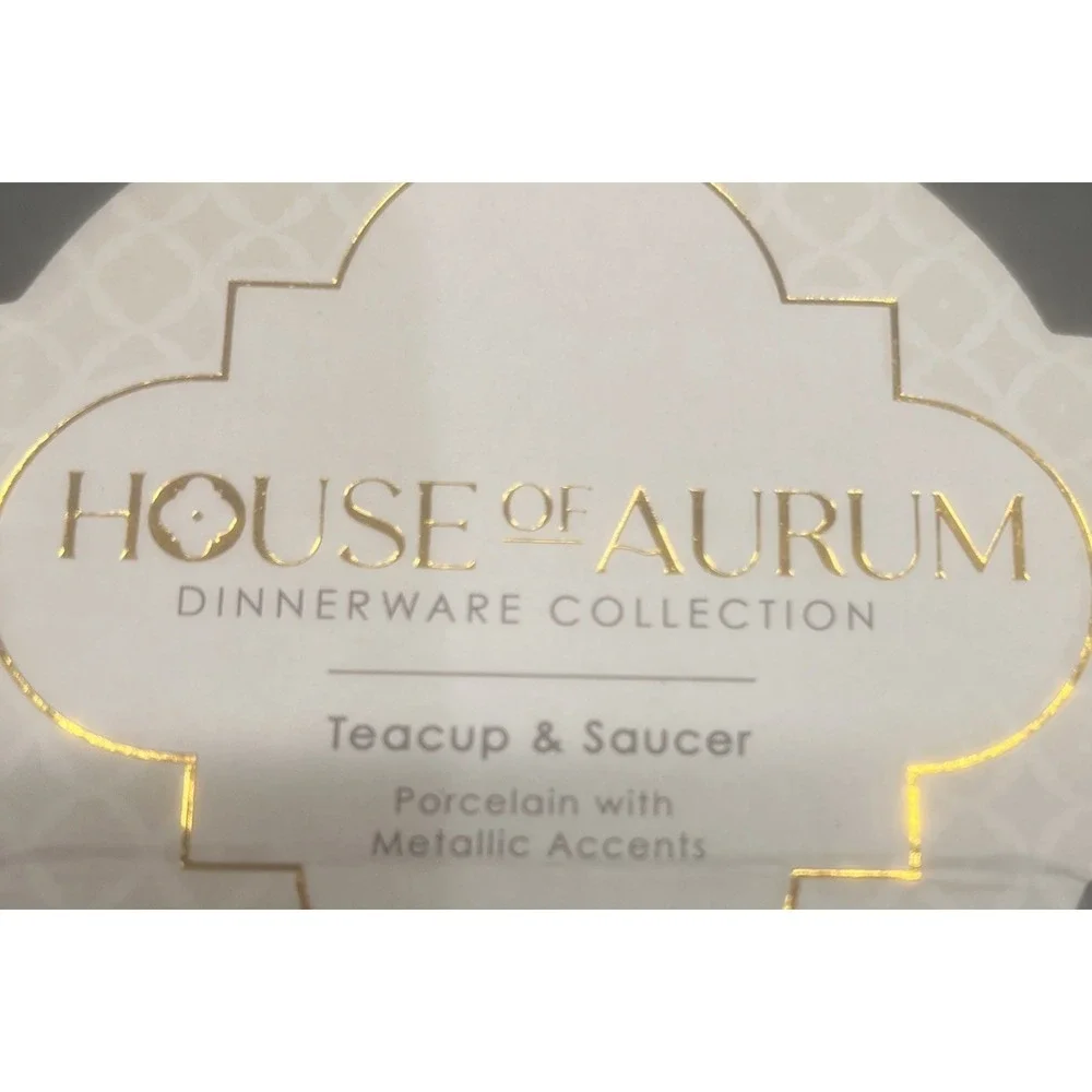 NEW-House Of Aurum Porcelain with Gold Design Teacup/saucer